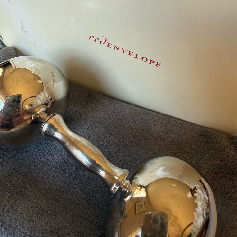 Red Envelope Silver Plated Baby Rattle Classic Dumbbell - Picture 3 of 16
